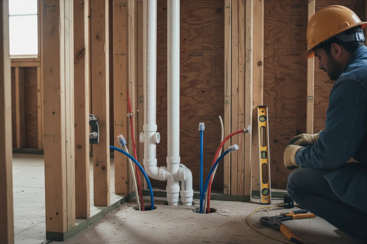 Drain and supply rough-in during Sump Pump Repair in Bartelso