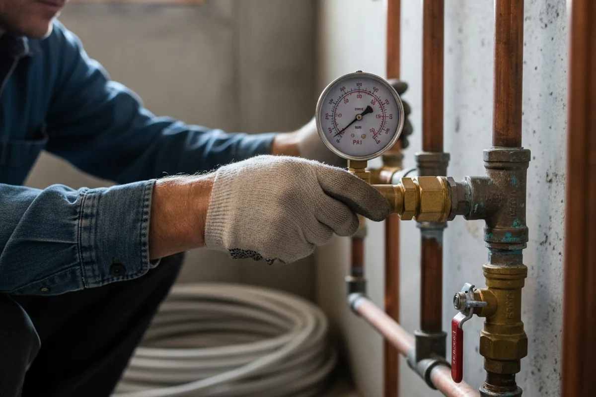 Pressure testing a repaired line during Water Line Repair in Bartelso